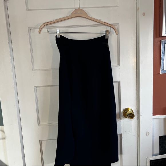 Vince Blue Belted Wrap Skirt with Leather Trim Sz 12 - Picture 14 of 14